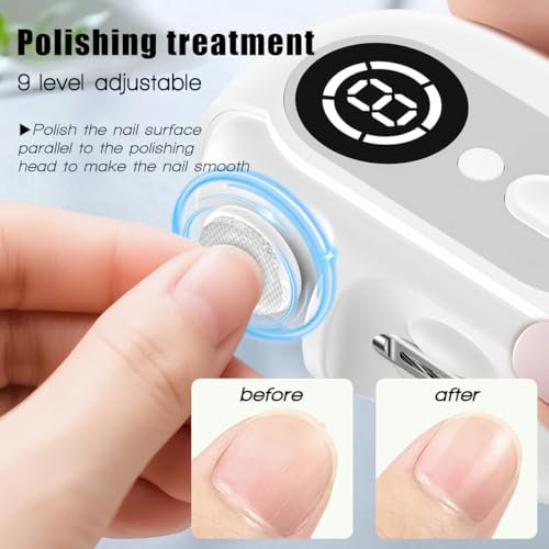 Electric Nail Clipper for Senior and Baby - 4in1, 2 Speeds, Magnetic Cover, Nail Scraps Storage, USB Rechargeable, Safety Electric Fingernail Trimmer for Kids, Adult, Seniors, Men, Caregivers