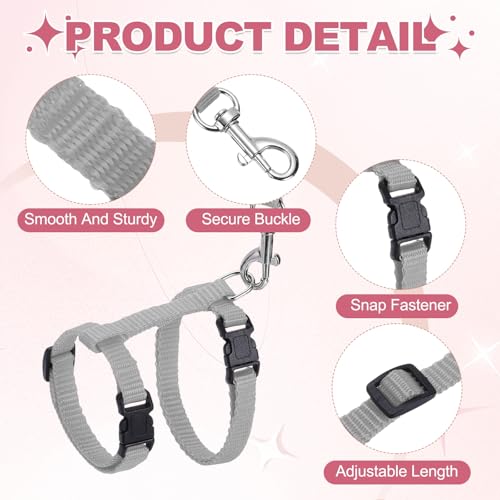 Rabbit Harness and Leash, Escape Proof Bunny Cat Leash Small Animal Harness Soft Adjustable Buckle(2Pcs, Gray) for Bunny Kitten Cats Puppies Walking Hiking Training - color: Gray