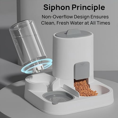 Automatic Cat Feeder and Water Dispenser 2-in-1 Food Bowl Station | Gravity Station for Small Cats Dogs Kitten Puppy, Auto Feeding Supplies, Automatic Cat Food and Water Dispenser