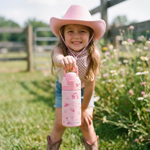 CowGirls Kids Insulated Stainless Steel Water Bottle 16 Oz, Travel Tumbler for School, Sports for Girls, Birthday, Back To School - color: Cowgirl