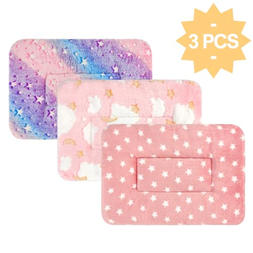 3PCS Guinea Pig Bed, Soft Rabbit Bedding, Fleece Bunny Mat | Warm Plush Cage Liner, Sleeping Blanket for Hamster Ferret Squirrel Hedgehog Rat - color: 04 - (3 Pcs)