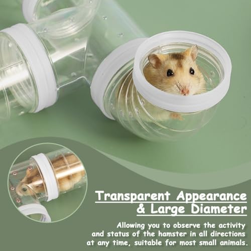 DIY Hamster Tunnel Adventure External Pipe, Transparent Connection Track Rat Toy Hamster Cage Accessories for Small Animals Sports Expand Space (White) - color: White