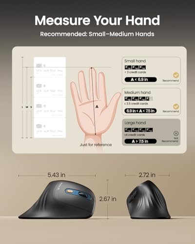 ProtoArc EM11 NL Wireless Ergonomic Mouse, Rechargeable Vertical Mouse | 58° vertical design supports a natural wrist posture, connect 3 devices via Bluetooth/2.4G USB-A, 500mAh USB-C rechargeable. - color: Blue