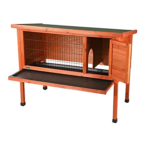 TRIXIE natura Rabbit Hutch with Run, 1-Story Elevated Outdoor Bunny House, Small Animal House for Rabbits or Guinea Pigs, Brown - style: 1-Story Rabbit Hutch, Large