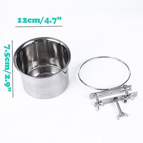 Love Dream Dog Crate Bowl Removable Stainless Steel Pet Kennel Hanging Bowl | Durable Anti-Spill Pet Metal Bowl Hanging Water Food Bowls with Clamp Holder for Small Medium & Large Dogs Rabbits or Birds - color: 4.7“*2.9”