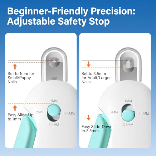 Cat Nail Clippers, Adjustable Hole Anti Over Cutting Trimmer with Hidden File & Anti-Splash Storage for Small Pets (Blue) - color: Blue