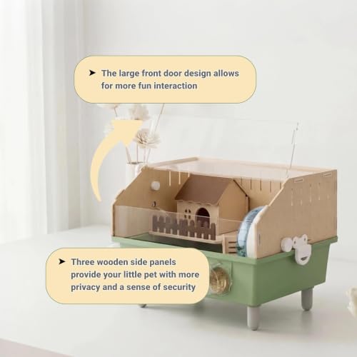 Acrylic Small Animal Cage & Habitat Starter Kit with Accessories | Hamster Cage for Dwarf Hamsters, Easy-Clean Transparent Pet Cage