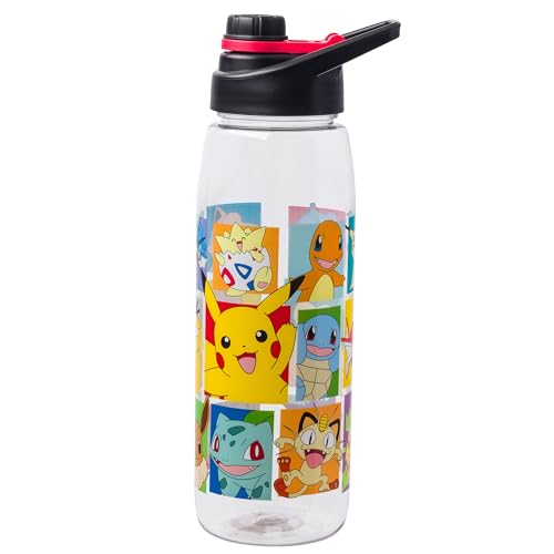 Silver Buffalo Pokémon Pikachu, Snorlax, Screw-On Lid Water Bottle, 28oz | Squirtle, Charmander, Bulbasaur, Togepi, Meowth, Lapras, Gengar, Jigglypuff, Mewtwo, Onix, Gyarados, Psyduck, Eevee, 0.83L - color: Pokemon, size: 28 Ounces