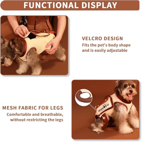 Wakytu Dog Lift Harness Dog Carrier Sling for Small Dogs & Cats,S | stylish puppy sling carrier with handle & pocket,adjustable leash,walking & travel - color: 1.0 White, size: Small(4-8 LBS)
