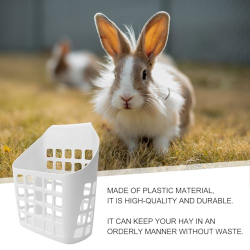 ULTECHNOVO Bunny Hay Feeder Hanging Manger for Rabbits Guinea Pigs and Chinchillas Anti-Waste Cage Mounted Grass Holder Deep Feeding Rack 9.44 X 8.26 X 3.74 in - color: White