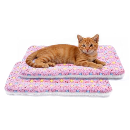 Mora Pets Cat Bed Dog Crate Pad Ultra Soft Pet Bed with Cute Star Print Washable Reversible for Small Dogs 14 x 17.5 inch 2 Pack Pink - color: pack - Pink/Pink, size: 18-Inch