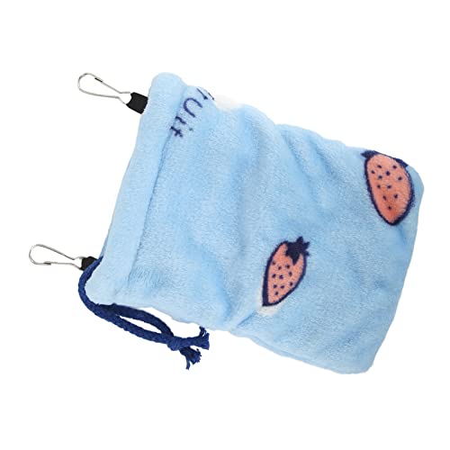 Pssopp Small Pet Hanging Sleeping Bag - Flannel Warm Hamster Hideout Pouch with Drawstring and Hook, Portable Cozy Nest Bed for Sugar Glider, Rat, and Guinea Pig Cage