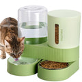 Automatic Cat Feeder Stainless Steel Water Dispenser Gravity Food Feeder and Waterer Set with Pet Food Bowl for Small Medium Kitten Puppy Pets Large Capacity(Green) - color: Green