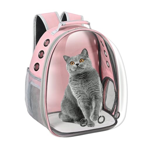 Cat Carrier Backpack, Pet Carrier Backpack Front Pack for Small Medium Cat Puppy Dog Carrier Backpack Bag Space Capsule, Airline-Approved Pet Carrier for Travel Hiking Walking Camping (Pink) - color: Pink