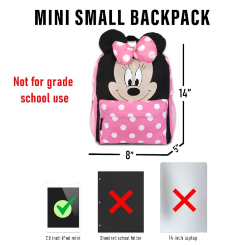 Minnie Mouse Backpack and Lunch Box Set for School Bundle + More | Insulated Lunch Bag & 15in Large 3D Bow Minnie Bookbag Plus Water Bottle, Stickers, More - Minnie Mouse School Supplies