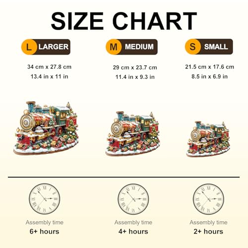Christmas Train Puzzles Adults Gifts Wooden 175 Pieces 11.4 * 9.3in - color: Christmas Train, size: Medium