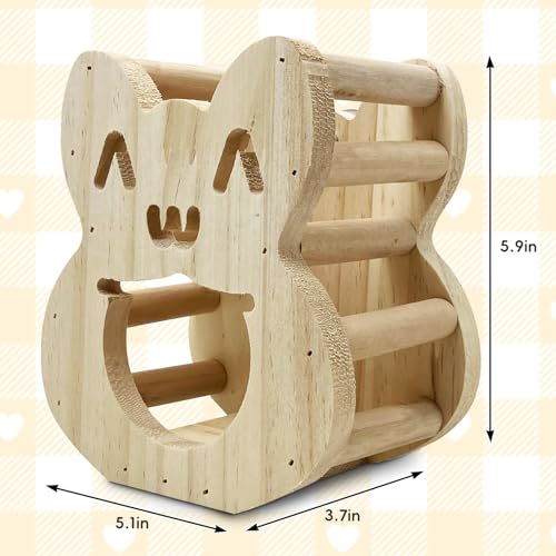 Tfwadmx Rabbit Wooden Hay Feeder Alfalfa Timothy Hay Dispenser Hamster Hanging Fixed Feeding Manger Squirrel Cute Less Mess Grass Dispenser for Bunny Guinea Pig Small Animals