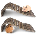 Hamiledyi 2 PCS Natural Wood Hamster Bridge, Bendable Climbing Ladder Small Animal Cage Accessories for Dwarf Hamster, Gerbils, Mice, Sugar Glider (15.7×5.9 in) - size: 15.7" × 5.9" (2 pcs)