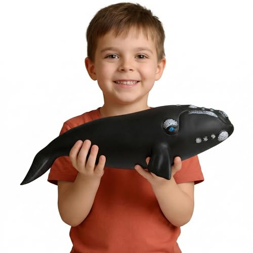 Gemini&Genius Right Whale Action Figure, Shark Animal Ocean Blackfish, Soft Rubber Ocean Whale Shark, Great for Kids Bath Swimming Beach and Cake Toppers Toys - color: Right Whale