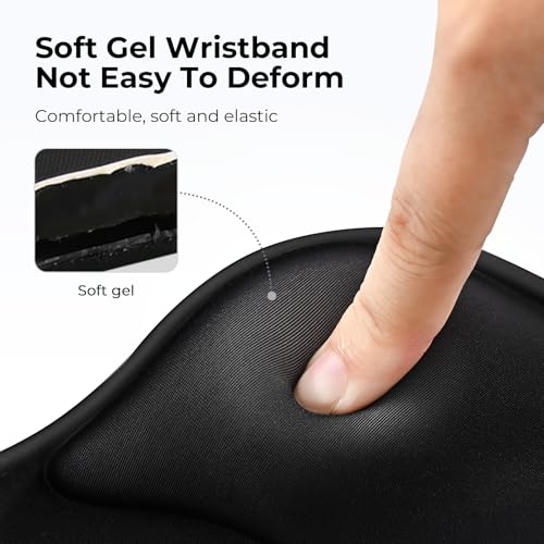 EooCoo Mouse Pad with Gel Wrist Rest, Ergonomic Mousepad Wrist Alignment | Middle Concave Design for Natural Wrist Alignment, Non-Slip Base Mousepad, Carpal Tunnel Relief, Office Desk Accessories - color: Black