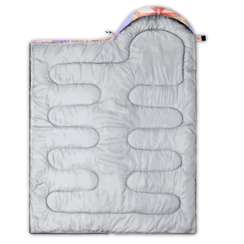 HOSIMA Dear Hunting Pattern Cold Weather Sleeping Bags for Kids Adults. | Black Light Weight Waterproof Sleeping Bags for Outdoors Hiking - color: Light purple