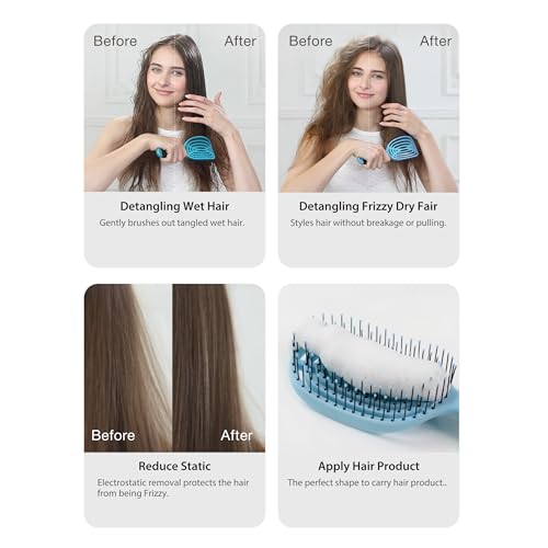 NuWay® DoubleC® Detangling Hair Brush – The Original Home Scalp-Care Brush – Patented Double Curved Scalp Care Hairbrush for Gentle Detangling, Volume Styling & Wet or Dry Hair (Black & Red) - color: Black & Red