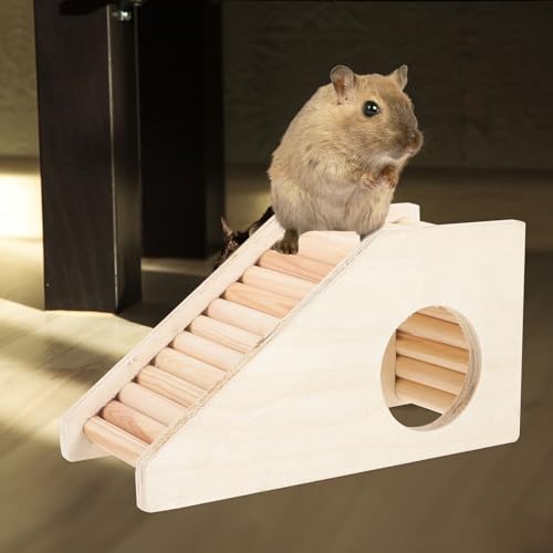 balacoo Wooden Hamster Climbing Nest Ladder Toy Small Animal Hideout for Hamsters Gerbils Mice Cage Accessories 6.69X3.54X2.75In