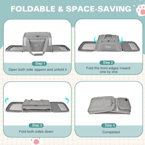 Cat Carrier Top Load, Privacy Curtains Soft Pet Travel Bag Airline Approved | Collapsible Soft-Sided Cat/Dog/Pet Carrier for Small Cats Dogs Puppy Under 16 lb, Washable Kitten Mesh Cage (16.9x10.8x10.8) - color: Gray