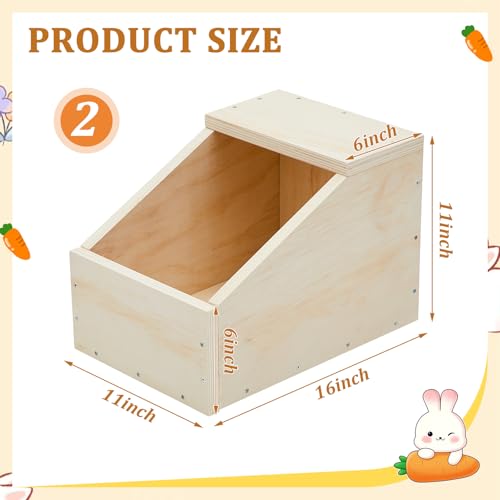2 Pack Wooden Bunny Nesting Box 16x11x11 Inch Safe Birthing Hideout for Rabbit Doe & Newborn Kits, Nesting Box for Breeding,Small Animal Habitat for Hutch & Cage - size: 16x11x11 Inch