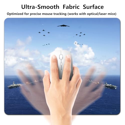US Navy Carrier Strike Group Mouse Pad, Patriotic Blue Ocean Desk Mat | 9.5"x 7.9", Fighter Jets Aircraft Formation Naval Ships Military Design, Cute Smooth & Anti-Slip Mousepad - color: Colorful Design Wknoon-Art 33