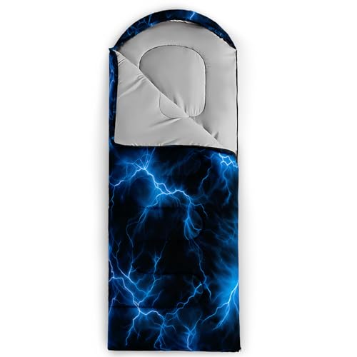 QOOMO Camping Sleeping Bags,3 Season Warm & Cool Weather,Lightweight,Waterproof Sleeping Bags for Adults & Kids,Traveling,and Outdoors,Camping Gear Equipment - color: Blue Lighting 2