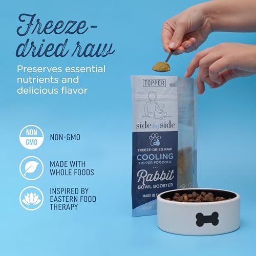 Side by Side Rabbit Bowl Booster - Cooling Freeze-Dried Dog Food Topper for All Breeds - Made with Nutrients & Whole Raw Foods Toppers for Dogs - No Artificial Additives or Fillers (4 oz, 2-Pack)