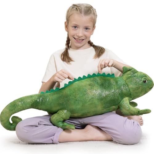 Giant Lizard Stuffed Animal, 31.5 Inch Green Iguana Plush Pillow | Soft Cuddly Reptile Plush; Long Body for Hugs, Lounging & Bedtime Comfort; Birthday & Christmas Gift for Kids & Lizard Lovers - style: Giant Lizard