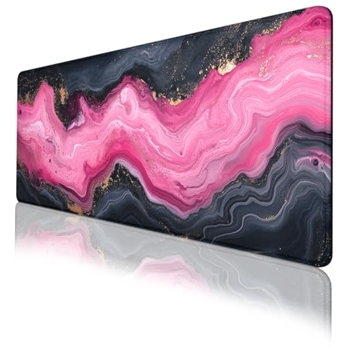 Abstract Marble Gaming Mouse Pad Desk Pad Pink and Black XL Mouse Pad Large Mousepad Extended Laptop Keyboard Mat Gaming Desk Pad Mouse Mat Office Computer Keyboard Laptop Home 31.5"x11.8" - color: Abstract Marble, size: 31.5L x 11.8W inches
