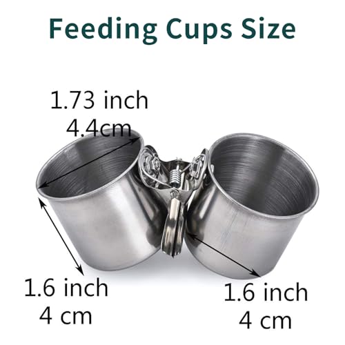 TBWHL Parrot Feeding Cups Hanging Pet Animal Stainless Steel Birdcage Bowls Bird Bowls for Cage Parakeet Birds Cage Accessories Suitable Small and Medium Bird S