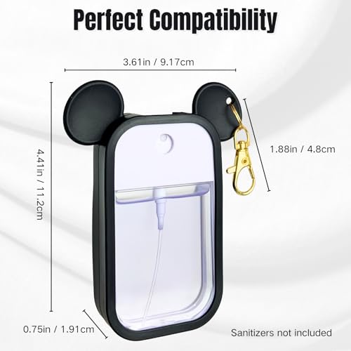 Mouse Design Silicone Case Compatible with Touchland Hand Sanitizer Spray 1 fl oz, Silicone Protective Case Holder with Keychain for Power Mist and Glow Mist, Black - color: Black