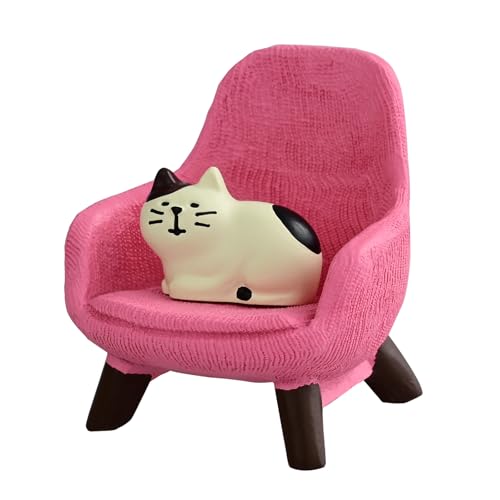 Mevodeata Cute Mini Cat Figurine with Small Sofa Resin Cat Figure for Office Home Decor - Cute Cat Gift for Cat Lovers (Pink Sofa) - color: Little Cat-pink