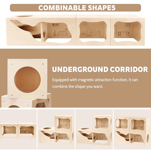 Hamster Hideout Wooden House,Hamsters Multi Chamber Hideout,Small Animal Habitat for Clear Observation,Hamster Toys for Dwarf Hamstersm,Gerbils, Hedgehogs, Rats, Mice(Study Room) - color: Study Room