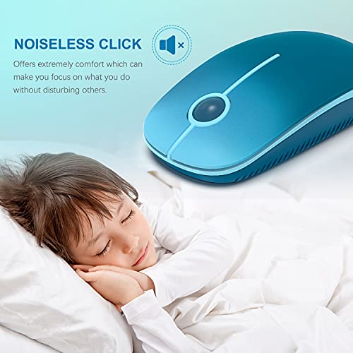 VssoPlor Wireless Mouse, 2.4G Slim Computer Laptop Mouse, Gradient Blue | Portable Mouse, Plug & Play USB Nano Receiver, Quiet Silent Optical Mice for Notebook, PC, Laptop, Computer, Windows, Mac - color: Gradient Blue