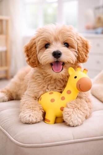 Multipet Giraffe Dog Toy | Latex Giraffe Dog Toy | Giraffes Squeaky Pet Toys | Squeaky Interactive Toys for Dogs (Yellow/Brown) - color: Yellow/Brown