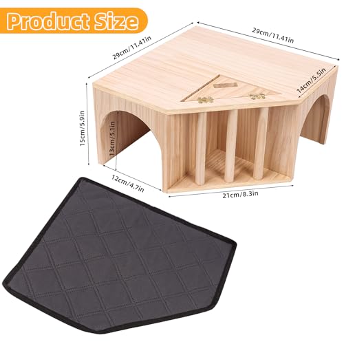 Kalolary Wooden Guinea Pig Corner Hideout with Pee Pad, Small Animal Hideout with Hay Feeder Dual Entrances Hamster Hideout for Bunny Chinchilla Mice Dwarf Gerbils Mouse Hedgehog Playing Hiding
