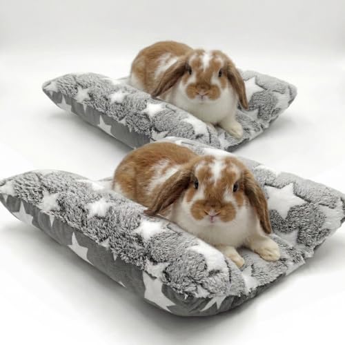 Soft Rabbit Bed, Thickened and Softer, Double-Sided(2pcs Gray) | 16.5 X 18in Soft Rabbit Bed, Thickened and Softer , Double-Sided Plush Rabbit Beds,Bed for Bunnyfor Rabbits Indoor - color: Gray+Gray