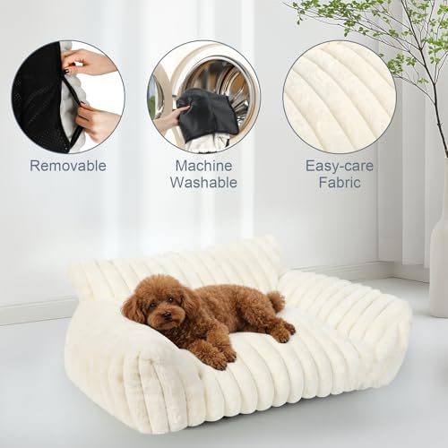 Cute Dog Couch for Medium Large Dogs,Dog Cat Couch Sofa,Dog Bed,L,Grey | Dog Couch Bed with Removable Washable Cover,Cute Fluffy Pet Sofa Cat Couch Bed,Washable Dog Bed Medium Large Size Dog - color: White, size: Large(36x27x10")