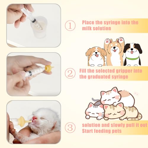 Pet Feeding Bottle and Syringes with Nipples for Small Cat Dog Animals (Model 2) - size: model2
