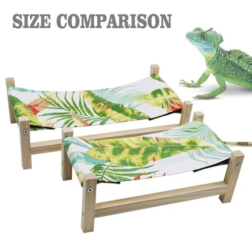 Bearded Dragon Bed, Wooden Reptile Sleeping Hammock, Bearded Dragon Tank Accessories, Habitat Accessories for Leopard Gecko Snake Lizard or Other Small Animal, Large - color: Green 2, size: Large