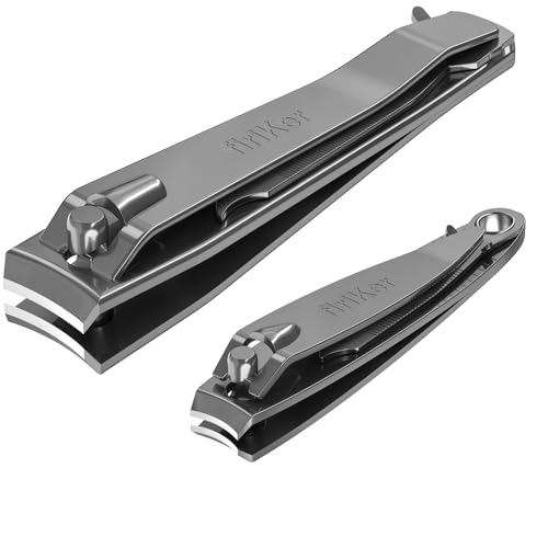 firiKer Nail Clippers with Nail File,Fingernail Clipper,Toe Nail Clippers | Nail Clipper Set ( Gray), Large for Toenails,Small for Fingernails, Used Separately, Ideal Gift for Men and Women - color: Gray