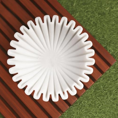 SWADESHI BLESSINGS Handcrafted Large Marble Ruffle Bowl for Home Decor, 9" | 100% Real White Marble, Catchall Scalloped Fluted Decorative Bowl for Fruits, Coffee&Dining Table, Entryway Decor, Gift-Ready - size: 9 Inches
