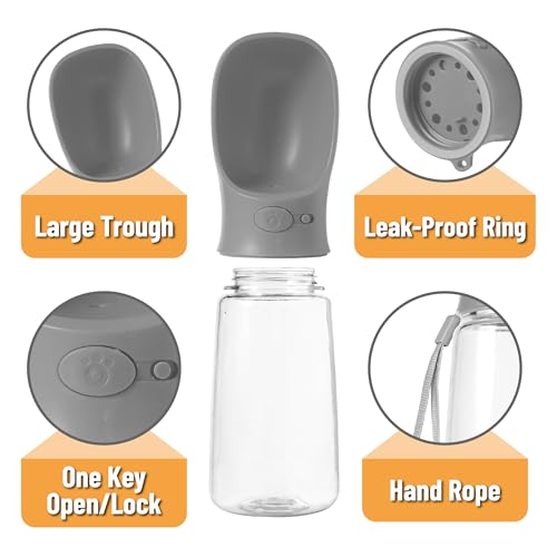Mr. Pen- Portable Dog Water Bottle, 19 oz, Large | Leak Proof Puppy Water Dispenser with Drinking Feeder for Pets, Outdoor Walking, Hiking, Travel, Not Dishwasher Safe - color: Gray