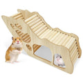 PINVNBY Hamster Climbing Ladder and Tunnel Hideout Wooden Hamster Climbing Toy Cage Decor Accessories for Gerbil Mice or Other Small Animals (Maze Tunnel)