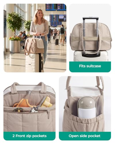 BAGSMART Dog Purse Carrier for Small Dogs Up to 13lbs Puppy Travel Tote Bag | Quilted Puffy Soft Sided Pet Handbag with Pockets, Collapsible Lightweight Portable with Safety Tether & Mat, Coffee brown - color: Coffee Brown